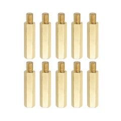 M6 Brass Hex PCB MaleFemale Standoff Screws Gold Tone 30mm+8mm 10 Pcs