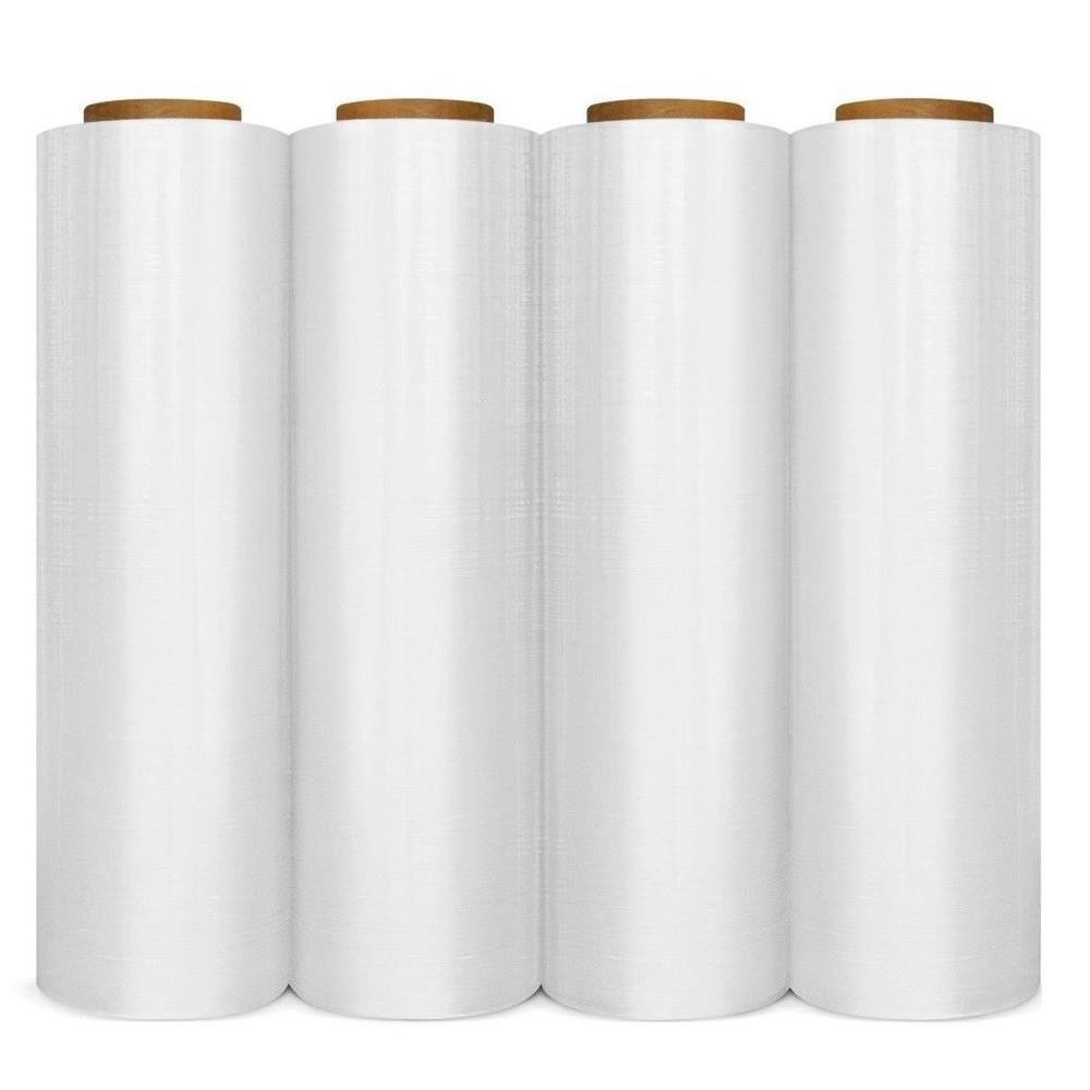 4 Rolls 18″ x 1500′ 80 Gauge Pallet Wrap Stretch Film Hand Shrink Wrap Clear NEW