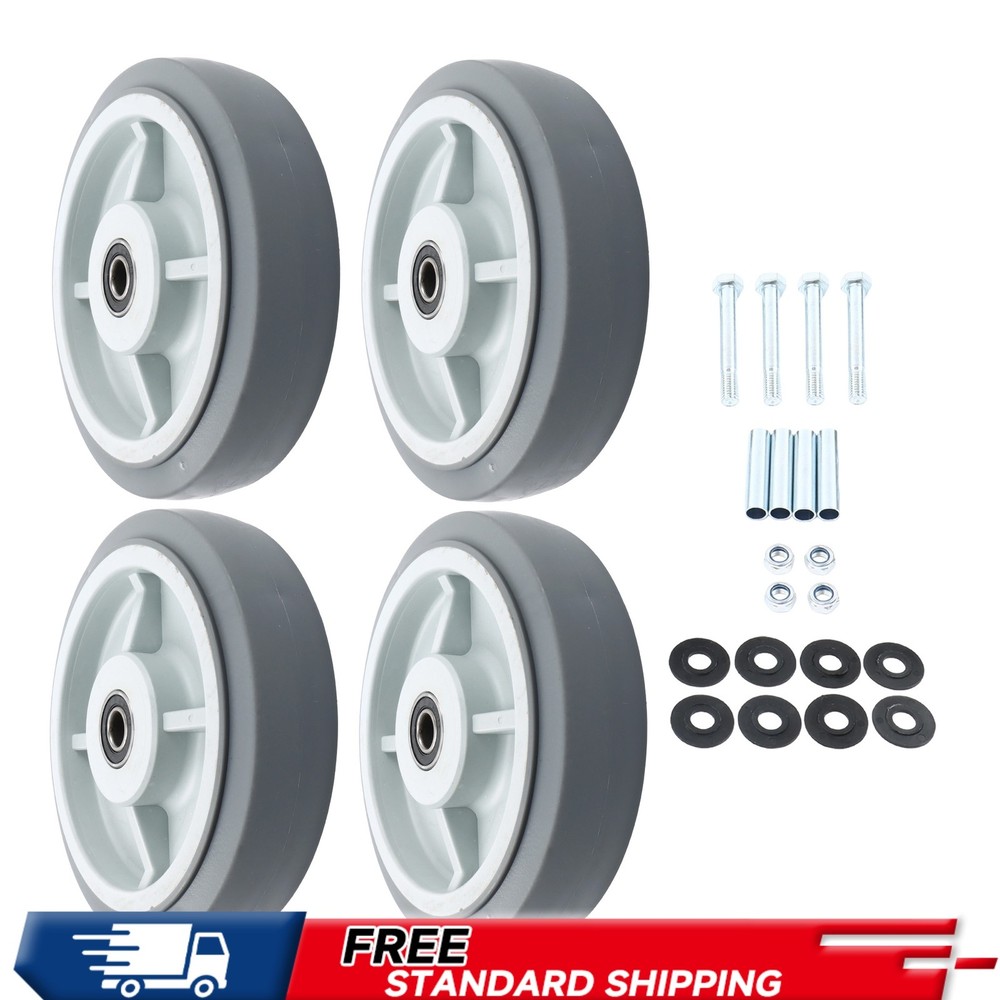 4 Pack 1/2″ Axle Hole 8″ Caster Wheels Polyurethane 900 Pounds Gray Replace