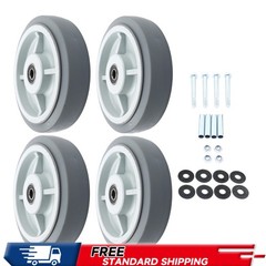 4 Pack 1/2″ Axle Hole 8″ Caster Wheels Polyurethane 900 Pounds Gray Replace