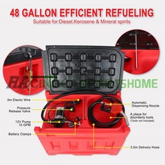 48Gallon Portable Gasoline Fuel Tank w/ 12V DC Electric Fuel Transfer Pump 15GPM