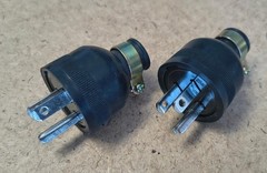 2 New 20A 125V Male Round Rubber Plugs Industrial (2-Flat 1-Round) Free US Ship