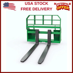 46″ Skid Steer Quick Attach Pallet Fork Frame for Universal Tractors 4000Lbs Gre