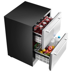 VEVOR 24 Inches Drawer Refrigerator Stainless Steel Dual Drawer Fridge for Home