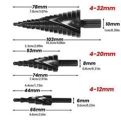 3Pcs/Set HSS Step Drill Bit Set Large Cone Titanium Bit Metal Hole Cutter