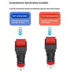 10mm 1NO1NC illuminated Latching Square Plastic Push button Switch (LAS3F-11Z)CE