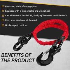 Recovery Strap (18,000lb.) 4FT with Winch Hook and D-Ring for ATV Mud Recovery