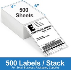 4×6 Thermal Labels 500/Stack, HUOJI Shipping Thermal Labels 4×6 Fanfold Compa…