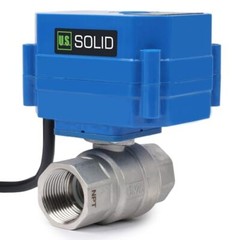 U. S. Solid Motorized Ball Valve w/ US Plug 3/4in SS AC 110V NC Blue Casing