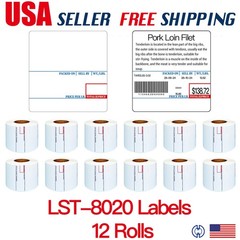 CAS LST-8020 Printing Scale Label, 58 x 60 mm, UPC/Ingredients x 12 Rolls Box