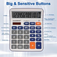 Desktop Calculator 12 Digit Large LCD Big Button Solar Battery Dual Power Blue