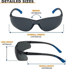Lightweight Dark Lens Safety Glasses – 24 Pack Universal Fit for Men & Women