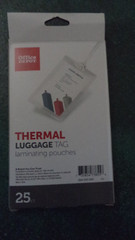 25 ID / Luggage PRICE Tag THERMAL Laminating Pouches Slotted Strap Office Depot