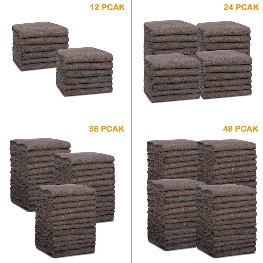 12/24/36/48 Pack 53″x74″ Moving Blankets Brown Heavy Duty Shipping Pads Blankets