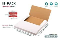 12 Inch Vinyl Record Mailers 15 Pack 12.8×12.8×1 Inch Corrugated Cardboard Shipp