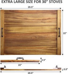 30x22in Acacia Wood Stove Cover W/ Handles & Extra Thick for Kitchen Counter Use