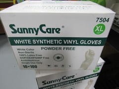 SUNNY CARE WHITE SYNTHETIC POWDER FREE VINYL GLOVES XL 7504 CASE OF 10 X 100