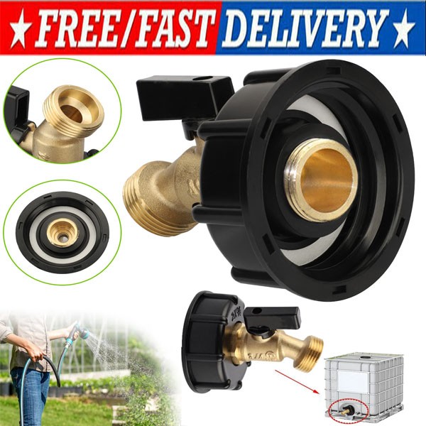275 330 Gallon IBC Tote Water Tank Adapter 2″ Brass Hose Faucet Valve Connector