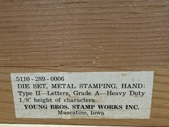 YOUNG BROS STAMP WORKS, Letters, 1/8 inch, HEAVY DUTY