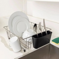 Small Dish Drainer Rack – Chrome/Black – 14 x 12.5 x 5.5 inches (L x W x H)