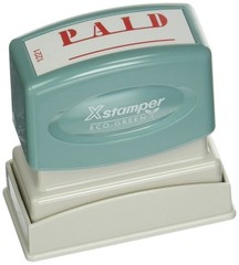 Xstamper(R) One-Color Title Stamp, Pre-Inked, “Paid”, Eco 1/2″ x 1-5/8″