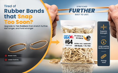 Rubber Bands #64 Postal Size 3.5in X 0.25in Heavy Duty Made in USA Office Home