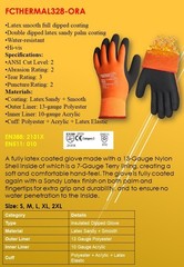2 PAIR ORANGE Coated Waterproof Thermal Insulated Warm Winter WORK GLOVES S-2XL