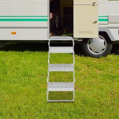 3 Steps Ladder Step Camper Aluminum Alloy Foldable Scissor Stairs Ladder 110kg