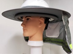 GRAY Hard Hat Sun Shade Visor Full Brim Mesh Neck HI VIS REFLECTIVE STRIPE