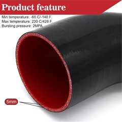 45° Silicone Elbow Coupler Hose, 3″ to 3.5″, 4″ Length, Includes 2 Clamps
