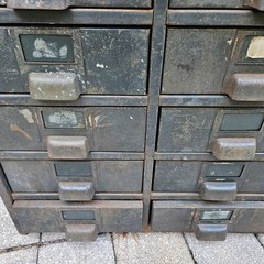 Vintage Hobart Industrial Steel Metal Parts Cabinet Machinist 27-Drawer Green