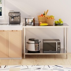 2-Tier Stainless Steel Commercial Prep Table 48″x24″x35″ Undershelf Duty Heavy