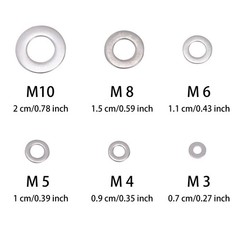 660 Pieces of 304 Stainless Steel Washers Flat Washer Assortment Set Kit 6 Sizes