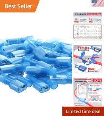 High Quality 100 Pcs Blue Nylon Spade Terminals 16-14 AWG, Corrosion-Resistant