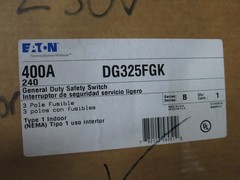 NEW Eaton DG325FGK 400A 240V Fusible Safety Switch Disconnect 400 Amp 240 VAC