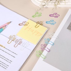 30Pcs Paper Clip, Cactus Shape Paper Clip Small Cute Bookmarks, White