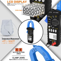 Digital Clamp Meter TRMS AC DC Volt Amp Current Clamp on Voltmeter Multimeter