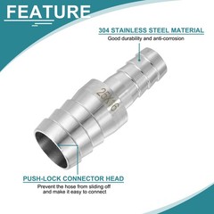 1 Inch to 5/8 Inch Hose Barb Reducer 304 Stainless Steel Pipe Fitting