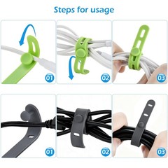 24 Pcs Silicone Cable Ties, Wire Cord 0.5*5in, White, Gray, Green, Blue