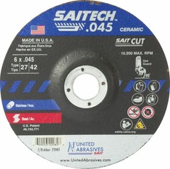 United Abrasives 22082 6x.045×7/8 Saitech .045 Ceramic Cutting Wheel