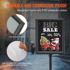 Aluminum Poster Stand 8.5x11in, Height-Adjustable, Rotatable, Waterproof PVC