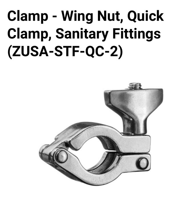 USA Sealing Zusa-stf-qc-2 Wing Nut, Quick Clamp, 1”-1.5” Sanitary Fitting, 304SS