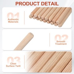 Wooden Dowel Pins 5/16″ x 2-3/8″ (8mm x 60mm) Straight Dowel Rods Count 120