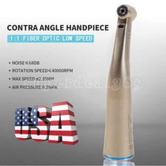 Dental 1:1 LED Fiber Optic Handpiece Internal Spray Push Button Contra Angle USA