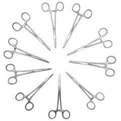 10 Kelly Hemostat Forceps 5.5″ Set Straight+ Curved Locking Dental Fishing Plier