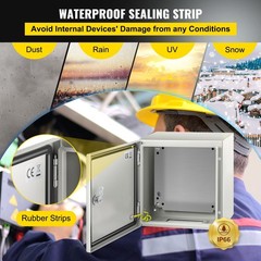 12x12x8in IP66 Steel Box NEMA 4X Enclosure with Detachable Mounting Plate