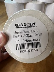 6 Rolls 4×6 Direct Thermal Shipping Labels – 250 per roll – 1,500 labels