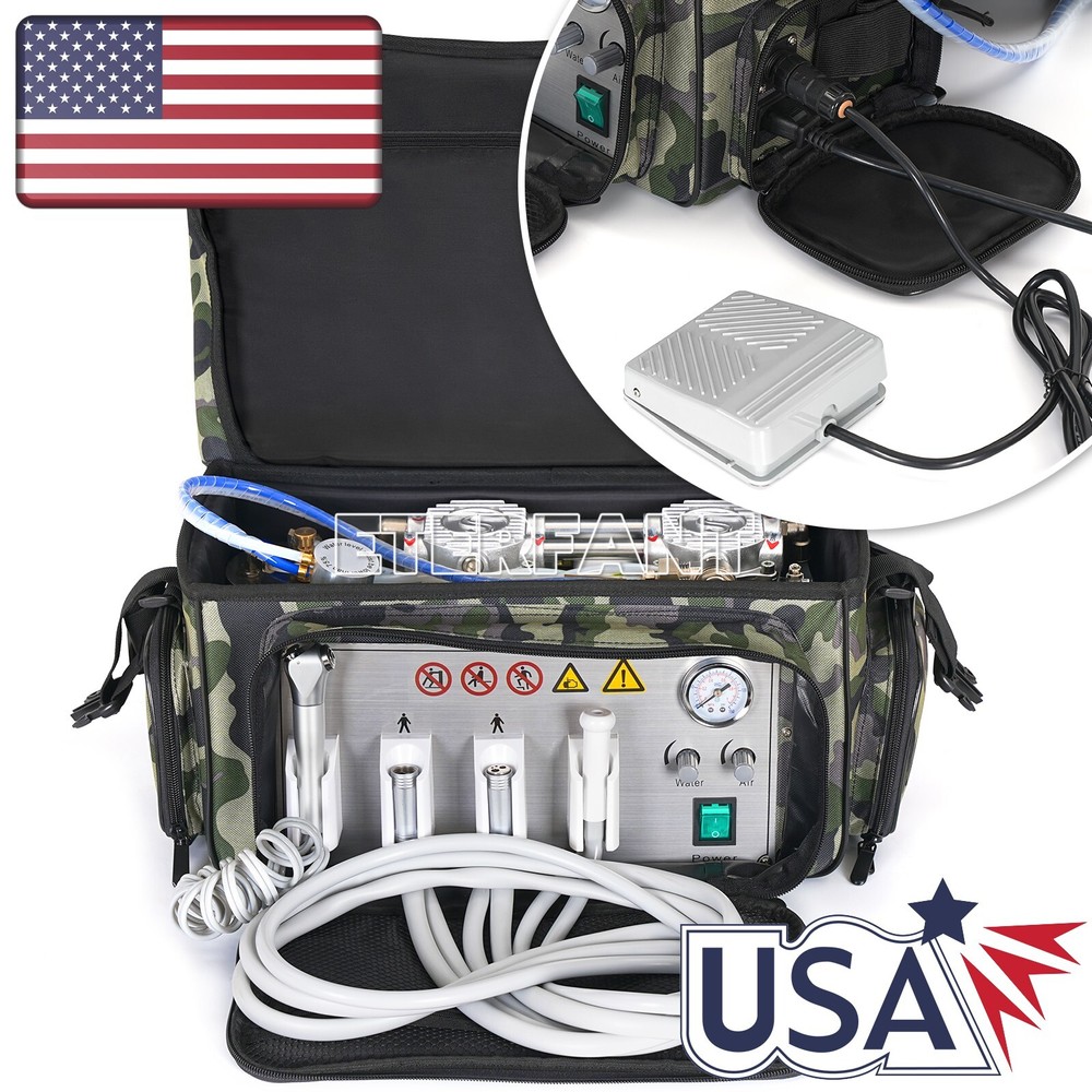 Dental Portable Delivery Unit Mobile Bag Air Compressor Suction System 4H