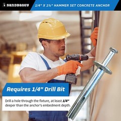 Sandbaggy 1/4″ x 1-1/2″ Hammer Set Concrete Anchor – Drive In Pin Anchors