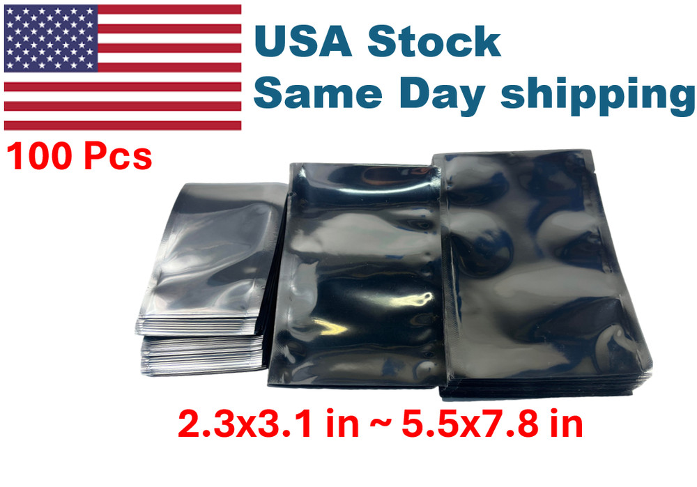 100 Pcs Anti-Static Translucent Open Top Mylar Bags for Electronics Shield ESD